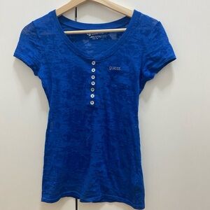 Guess Blue Button Top